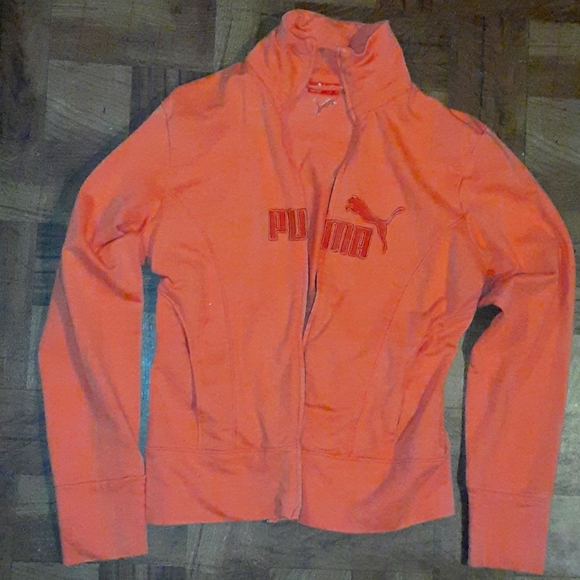 Puma Sweaters - PUMA Papaya Orange Zip Up Sweater